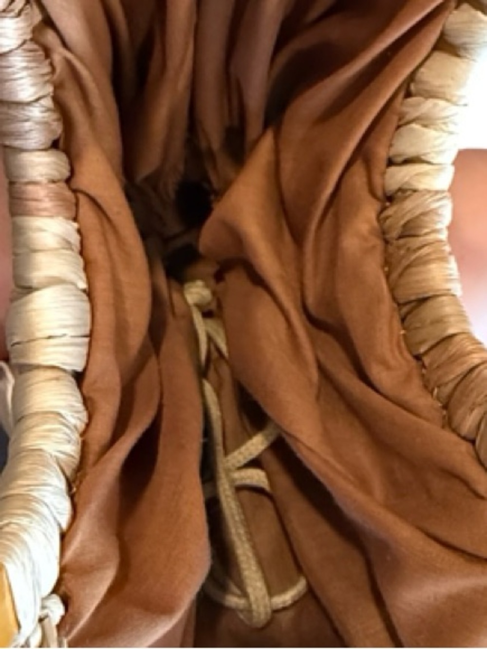 Neutral Woven Straw Tote with Wooden Circle Handles - Picture 11 of 16